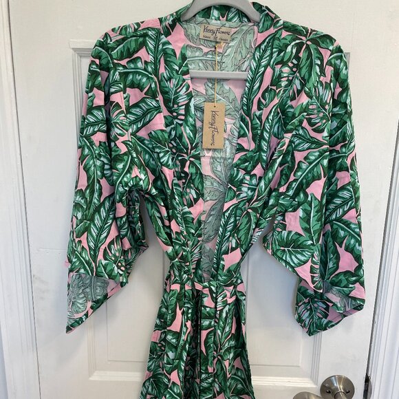 WATERCOLORS by KENNY FLOWERS - Kimono Cover Up - BEVERLY HILLS print - S - Picture 1 of 4